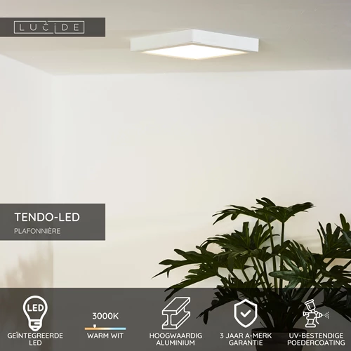 Lucide TENDO-LED - Plafonnière - LED - 1x18W 3000K - Wit - USP
